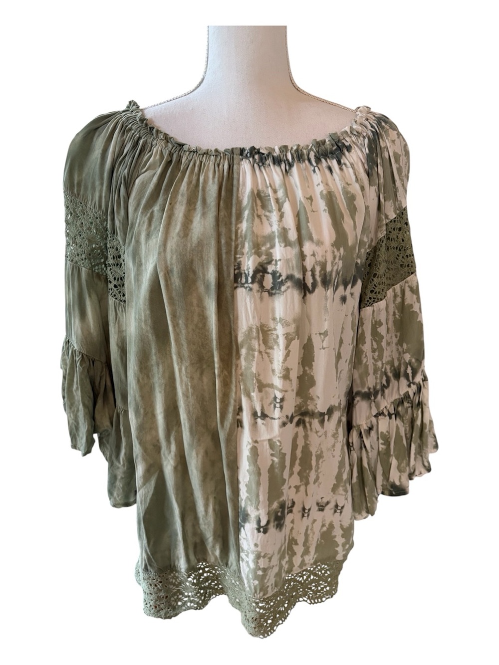 Surf Gypsy Oversized Tie Dye Boho Peasant Blouse. Size M